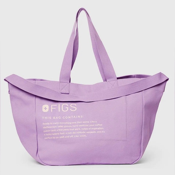 FIGS Large Canvas Tote Bag in Lavender Dew - Picture 2 of 11
